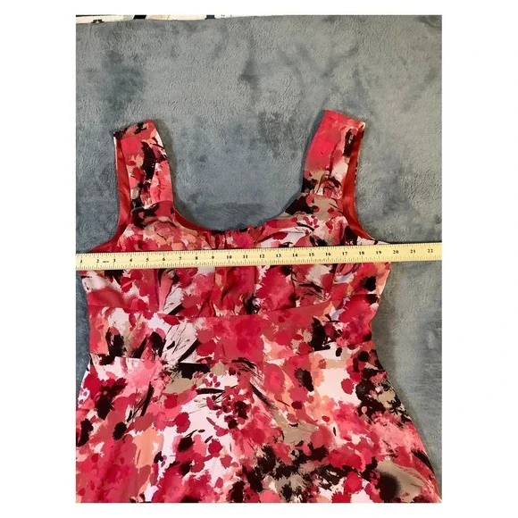 East 5th Women's Floral A-Line Midi Dress Size 14 Pink Red - Picture 3 of 6
